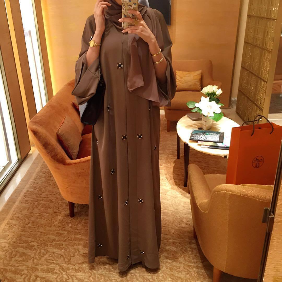 Fashion Beaded Islamic Cardigan Robe Dress