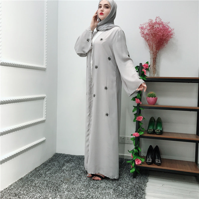 Embroidered Islamic Cardigan Robe Dress