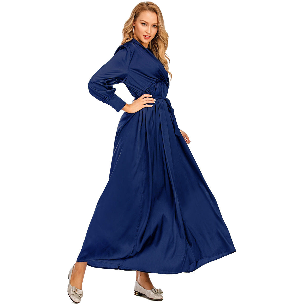 Fashion Women's Long Dress V-Neck Dubai Islamic