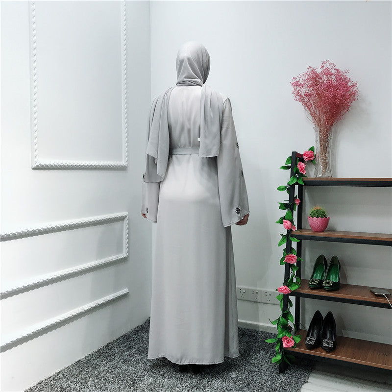 Embroidered Islamic Cardigan Robe Dress