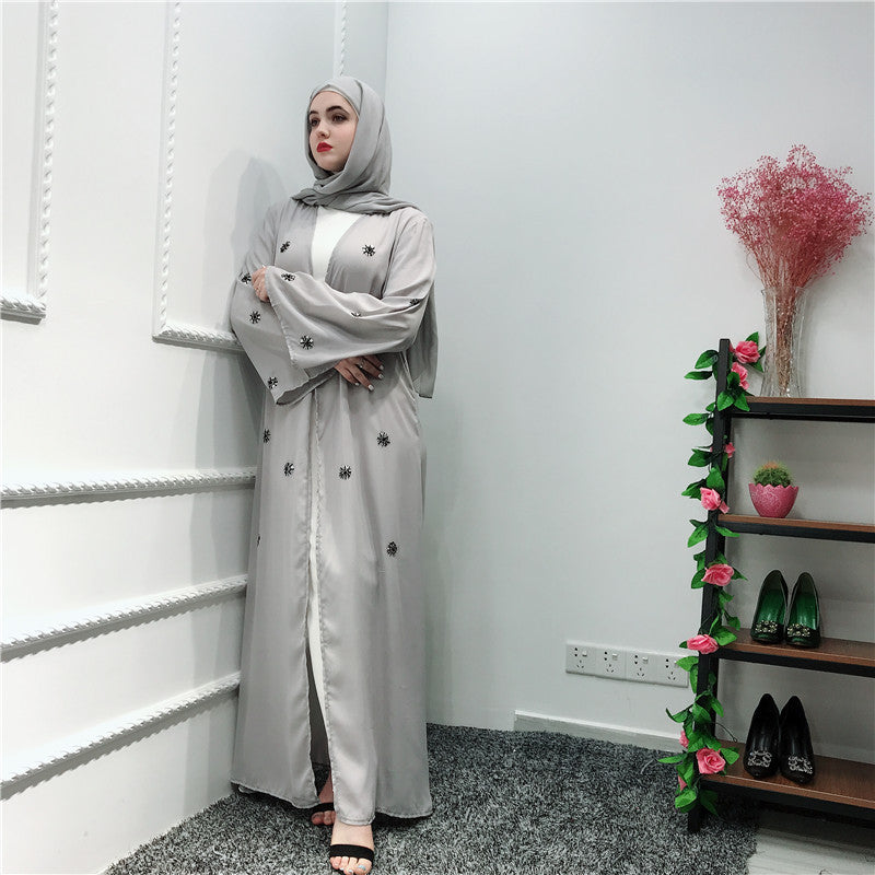 Embroidered Islamic Cardigan Robe Dress