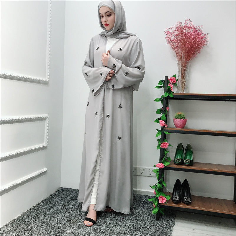 Embroidered Islamic Cardigan Robe Dress