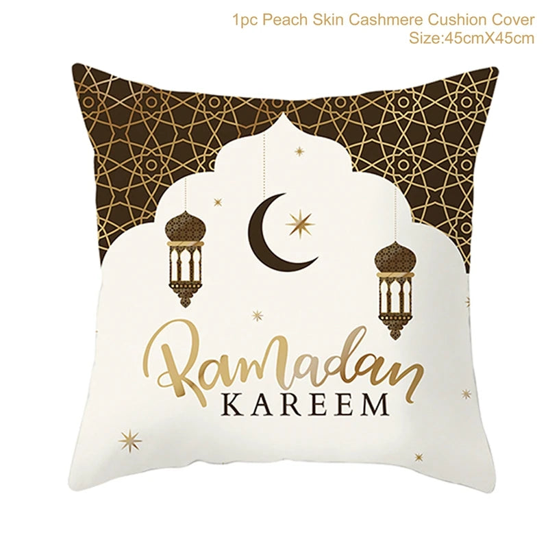 EID Mubarak Decor Cushion Cover Ramadan Decorations For Home Islamic Muslim Decor Ramadan Kareem EID Al-Fitr Ramada Pillowcase