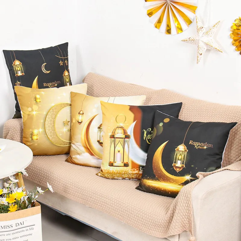 EID Mubarak Decor Cushion Cover Ramadan Decorations For Home Islamic Muslim Decor Ramadan Kareem EID Al-Fitr Ramada Pillowcase