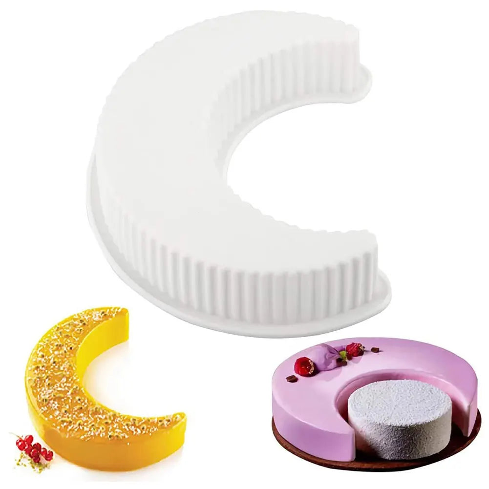 Ramadan Moon Shape Silicone Mold EID MUBARAK 3D Crescent Cake Mold DIY Baking Kitchen Tool Muslim Islamic Home Party Decor