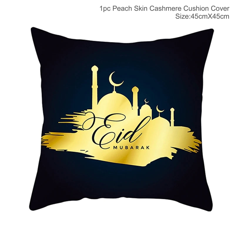 Islamic Eid Mubarak Decoration For Home Cushion Cover Ramadan Decoration 2025 Cotton Sofa Mosque Muslim Decor Pillowcase 45X45CM