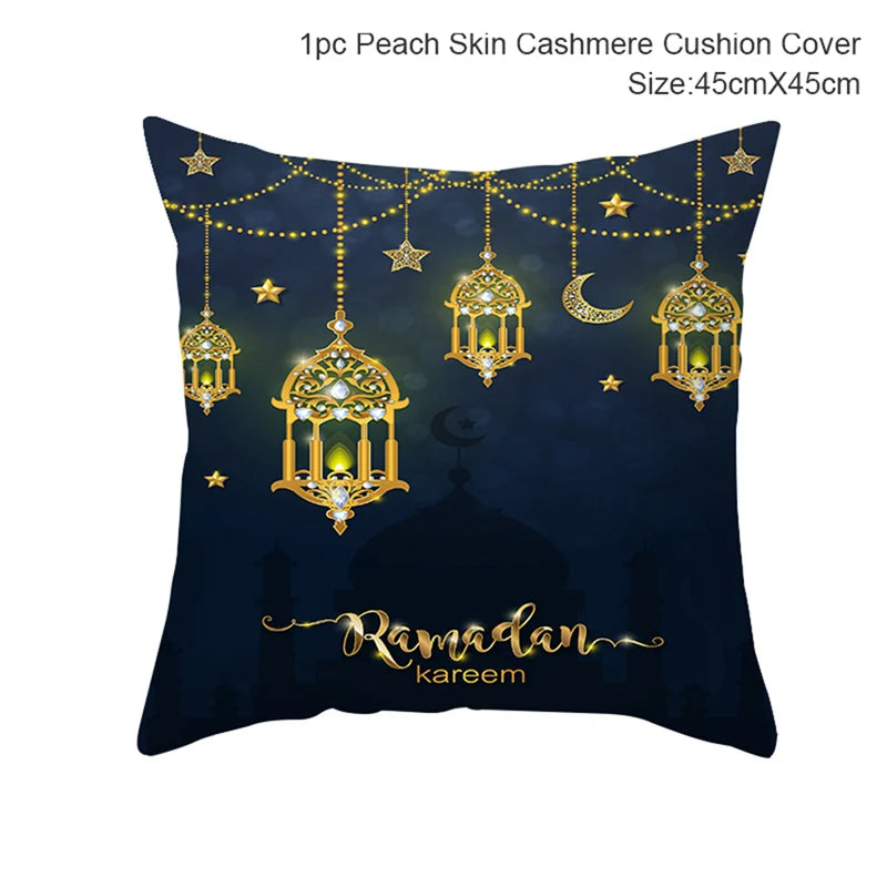 Islamic Eid Mubarak Decoration For Home Cushion Cover Ramadan Decoration 2025 Cotton Sofa Mosque Muslim Decor Pillowcase 45X45CM