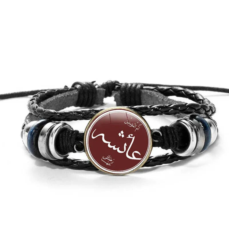 New Trendy Multilayer Bangle Religious Faith Muslim Beads Woman Arabic Jewelry Charms Men Leather Braided Bracelet Islam Fashion