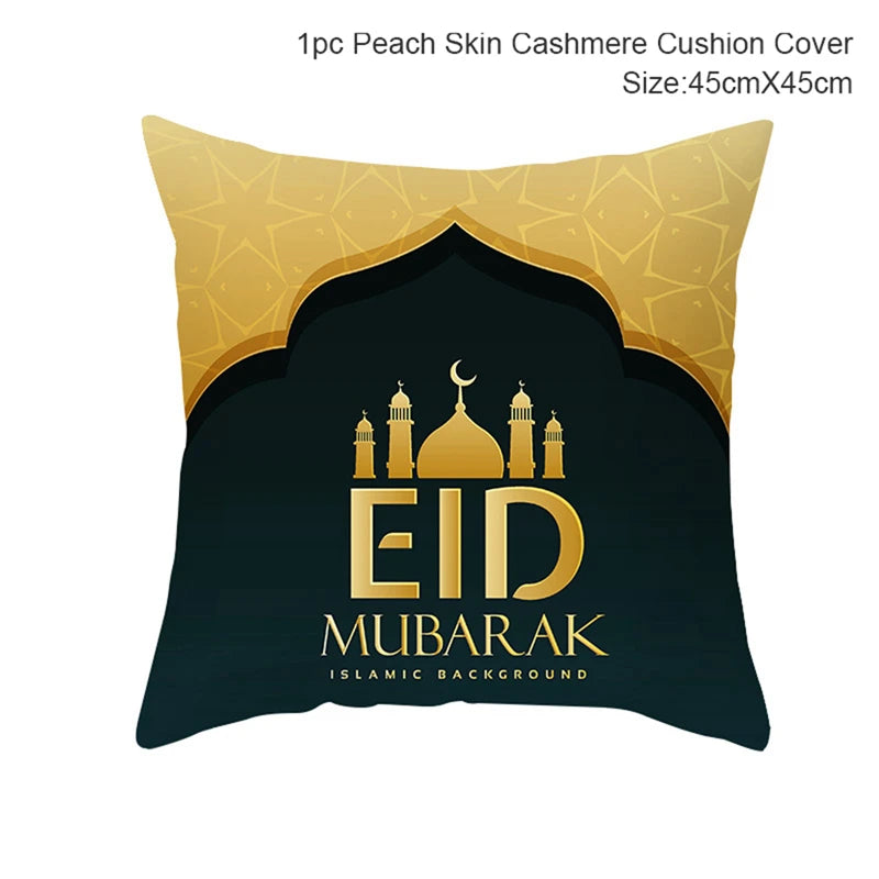 Islamic Eid Mubarak Decoration For Home Cushion Cover Ramadan Decoration 2025 Cotton Sofa Mosque Muslim Decor Pillowcase 45X45CM