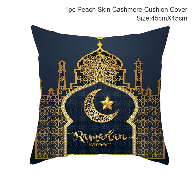 Islamic Eid Mubarak Decoration For Home Cushion Cover Ramadan Decoration 2025 Cotton Sofa Mosque Muslim Decor Pillowcase 45X45CM