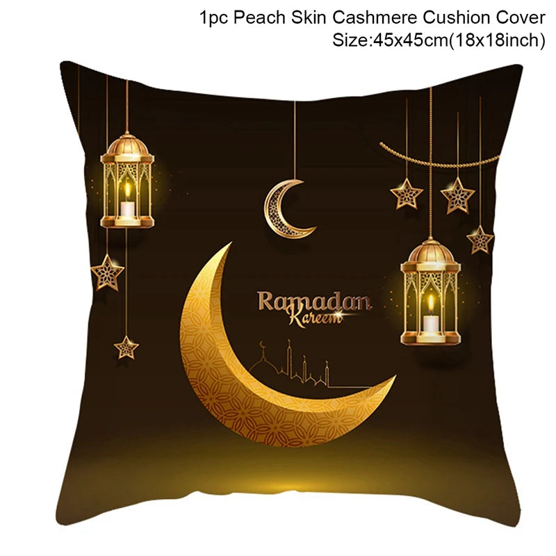 EID Mubarak Decor Cushion Cover Ramadan Decorations For Home Islamic Muslim Decor Ramadan Kareem EID Al-Fitr Ramada Pillowcase