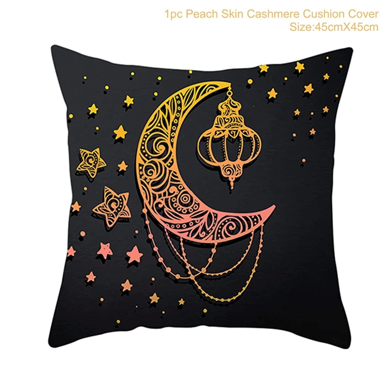 Islamic Eid Mubarak Decoration For Home Cushion Cover Ramadan Decoration 2025 Cotton Sofa Mosque Muslim Decor Pillowcase 45X45CM