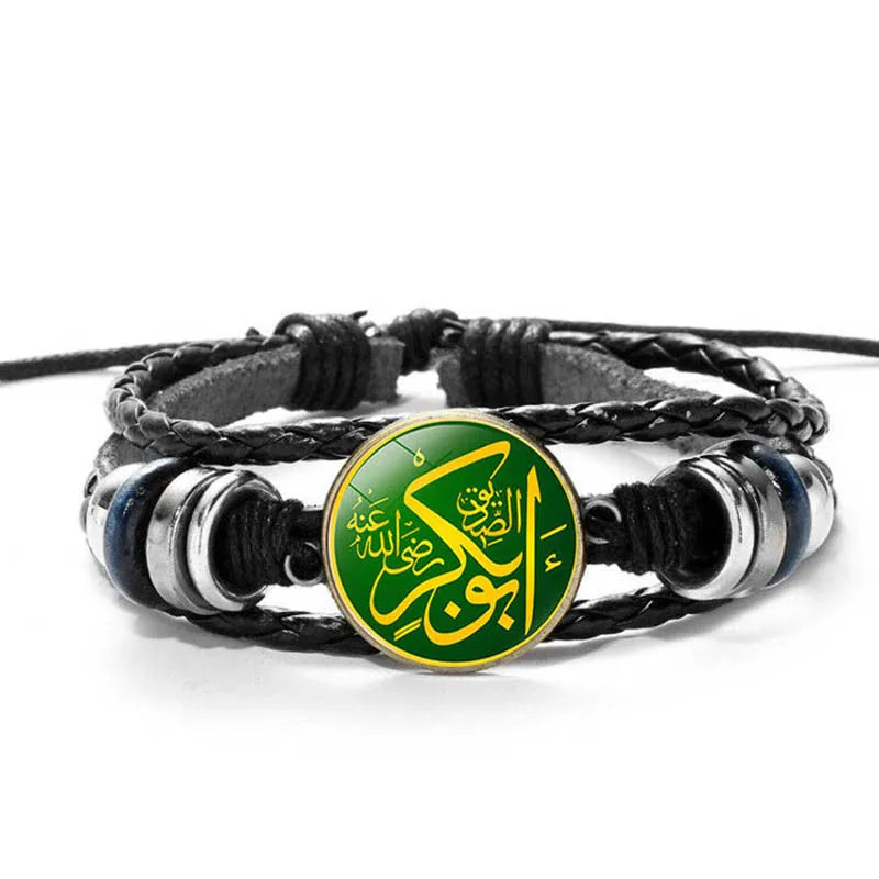 New Trendy Multilayer Bangle Religious Faith Muslim Beads Woman Arabic Jewelry Charms Men Leather Braided Bracelet Islam Fashion