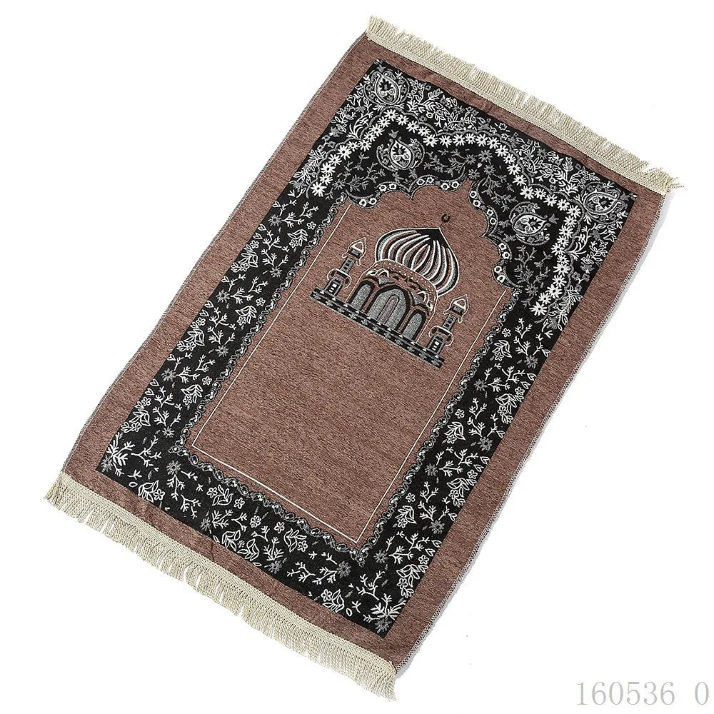 Soft Islamic Prayer Mat with Tassel Decor for Home & Eid