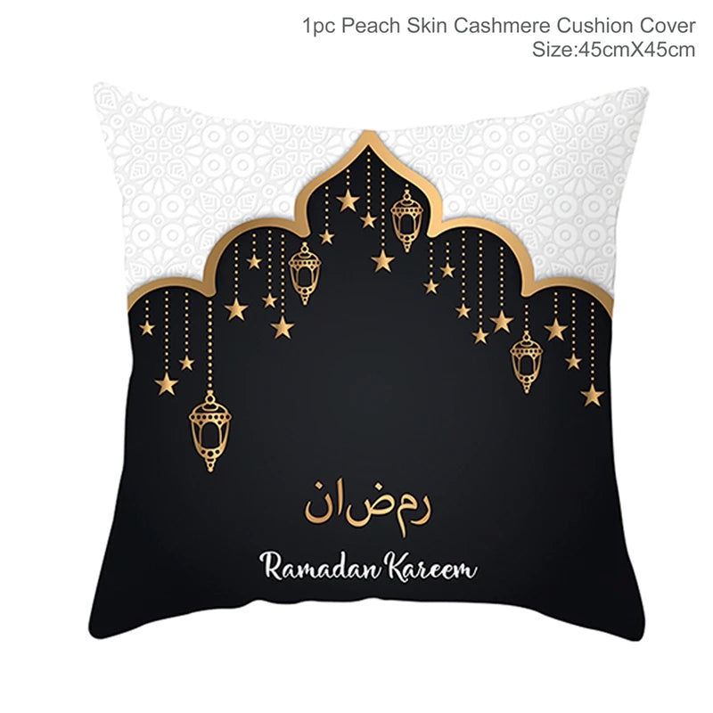 Islamic Eid Mubarak Decoration For Home Cushion Cover Ramadan Decoration 2025 Cotton Sofa Mosque Muslim Decor Pillowcase 45X45CM