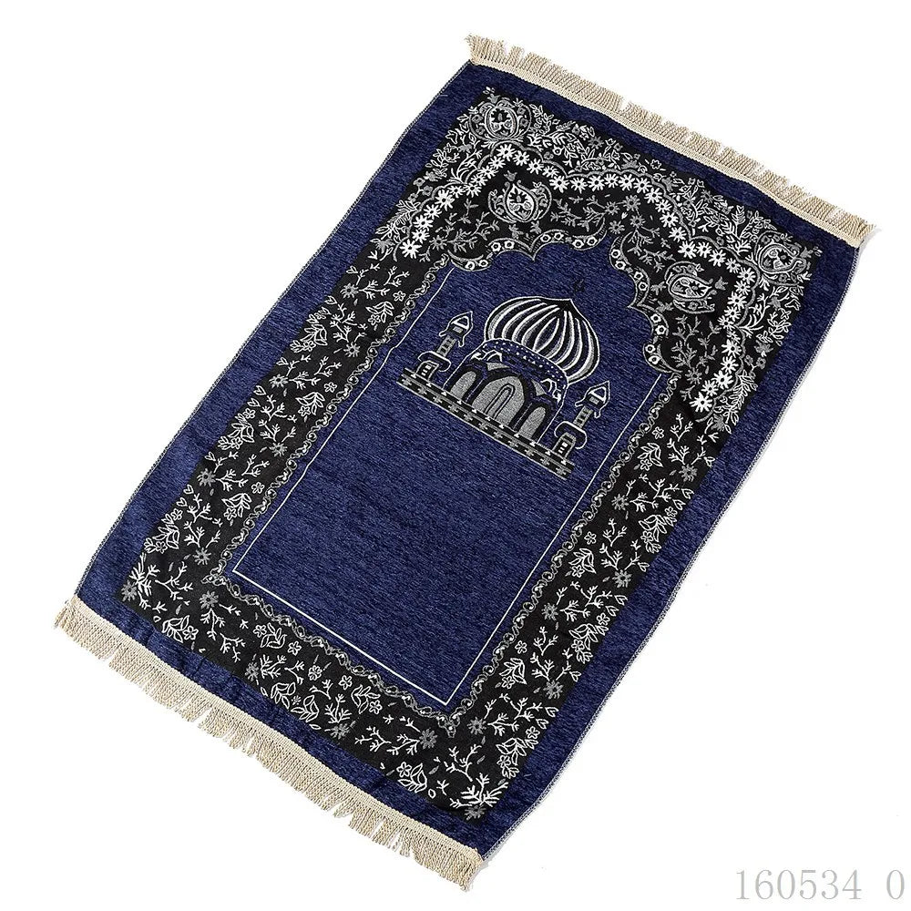 Soft Islamic Prayer Mat with Tassel Decor for Home & Eid