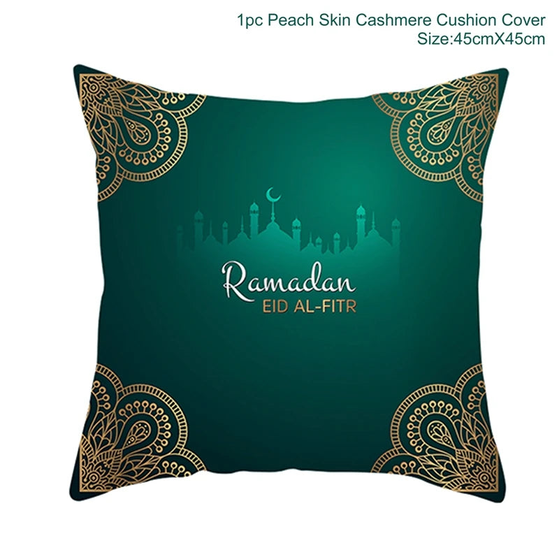 Islamic Eid Mubarak Decoration For Home Cushion Cover Ramadan Decoration 2025 Cotton Sofa Mosque Muslim Decor Pillowcase 45X45CM