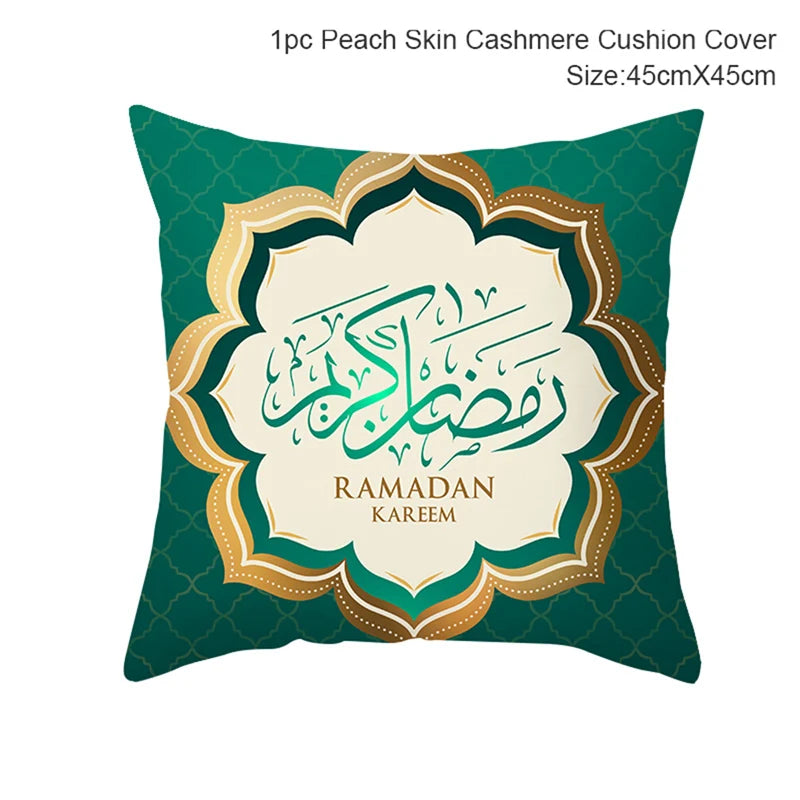 Islamic Eid Mubarak Decoration For Home Cushion Cover Ramadan Decoration 2025 Cotton Sofa Mosque Muslim Decor Pillowcase 45X45CM