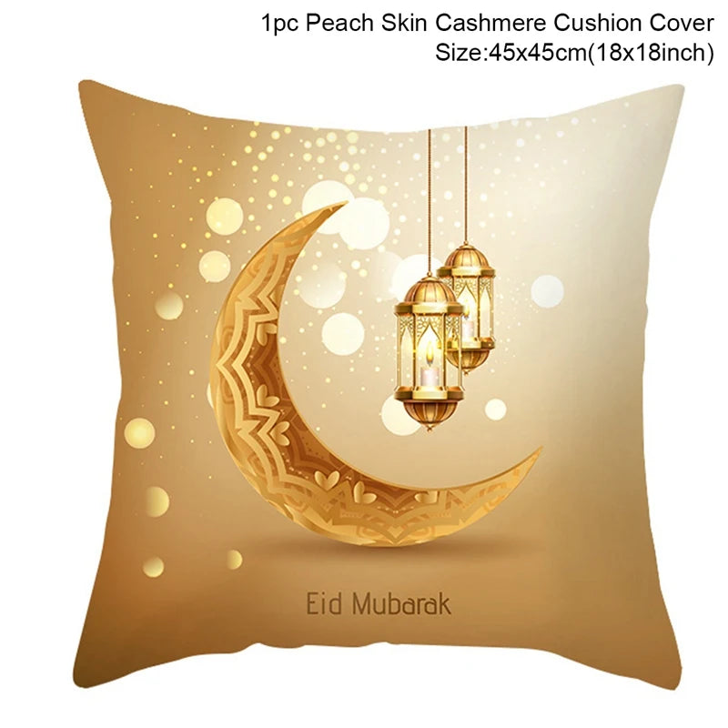 EID Mubarak Decor Cushion Cover Ramadan Decorations For Home Islamic Muslim Decor Ramadan Kareem EID Al-Fitr Ramada Pillowcase