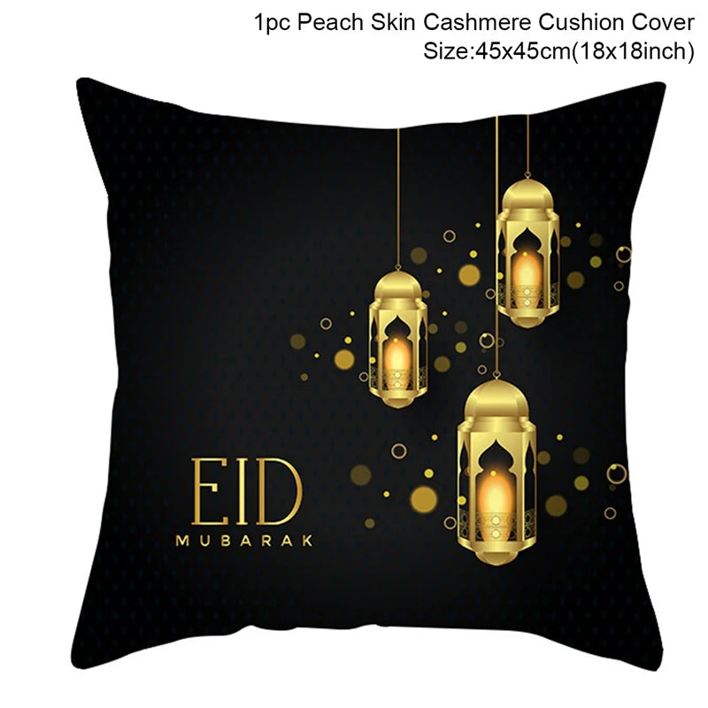 EID Mubarak Decor Cushion Cover Ramadan Decorations For Home Islamic Muslim Decor Ramadan Kareem EID Al-Fitr Ramada Pillowcase