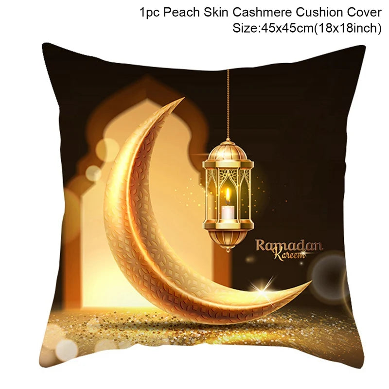 EID Mubarak Decor Cushion Cover Ramadan Decorations For Home Islamic Muslim Decor Ramadan Kareem EID Al-Fitr Ramada Pillowcase