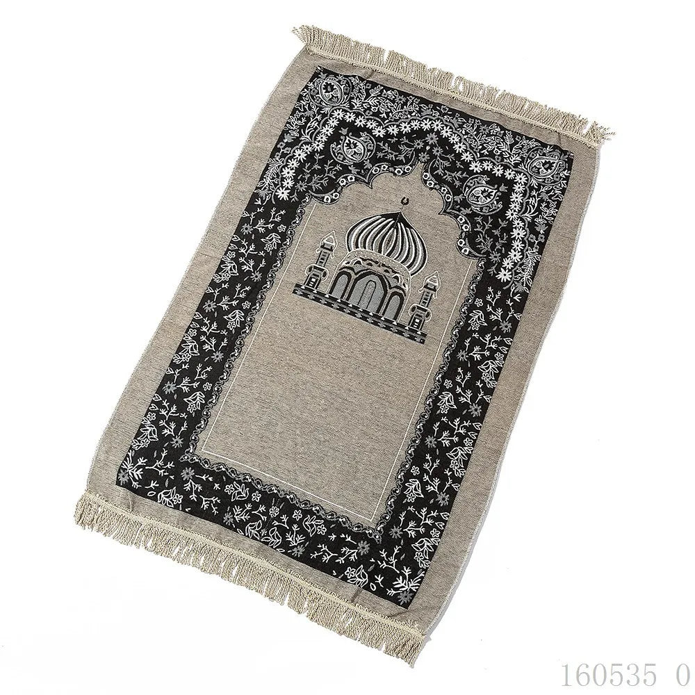 Soft Islamic Prayer Mat with Tassel Decor for Home & Eid