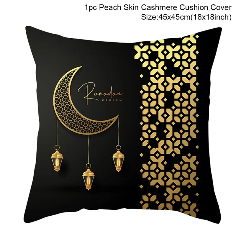 EID Mubarak Decor Cushion Cover Ramadan Decorations For Home Islamic Muslim Decor Ramadan Kareem EID Al-Fitr Ramada Pillowcase