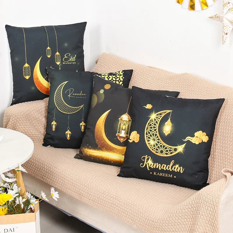 EID Mubarak Decor Cushion Cover Ramadan Decorations For Home Islamic Muslim Decor Ramadan Kareem EID Al-Fitr Ramada Pillowcase