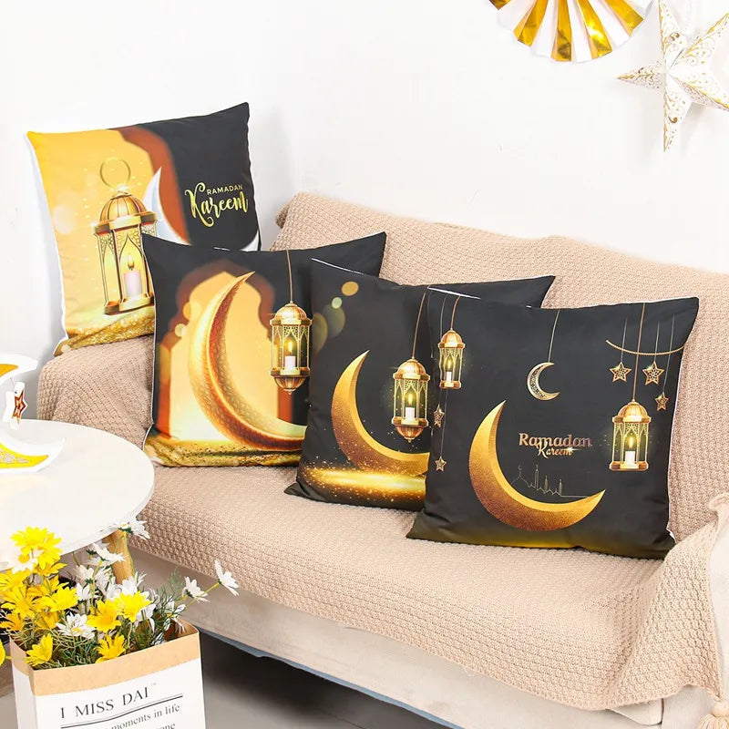 EID Mubarak Decor Cushion Cover Ramadan Decorations For Home Islamic Muslim Decor Ramadan Kareem EID Al-Fitr Ramada Pillowcase