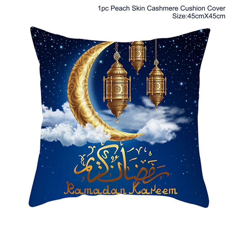 EID Mubarak Decor Cushion Cover Ramadan Decorations For Home Islamic Muslim Decor Ramadan Kareem EID Al-Fitr Ramada Pillowcase