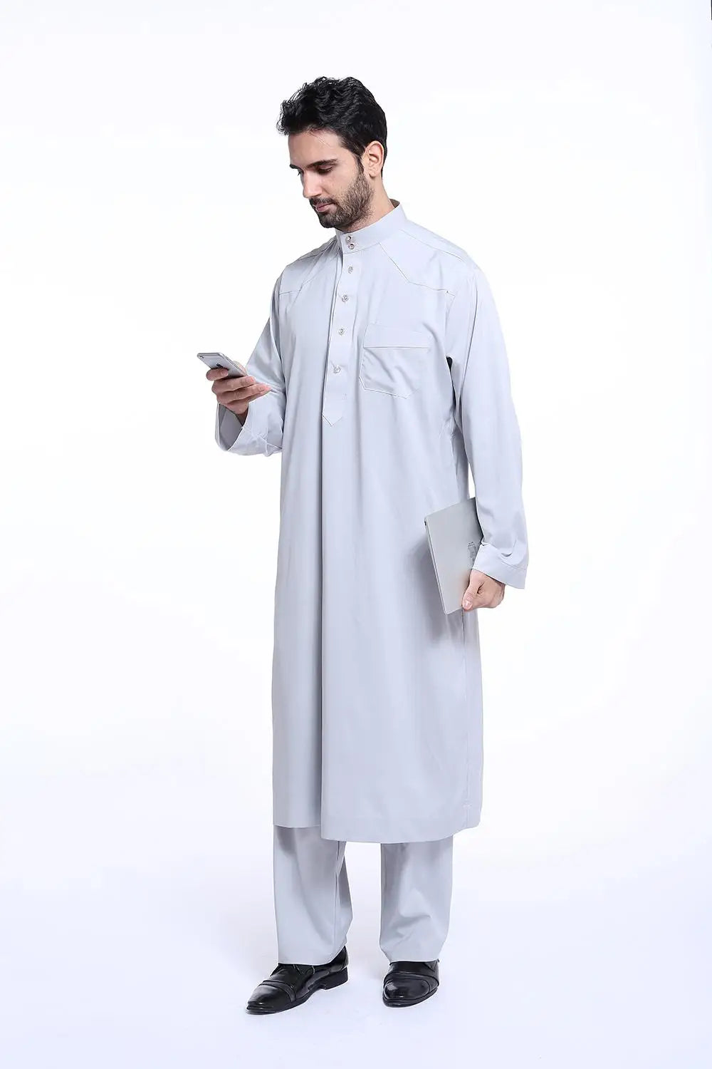 Dubai Islamic Men's Jubba Thobe 2-Piece Set