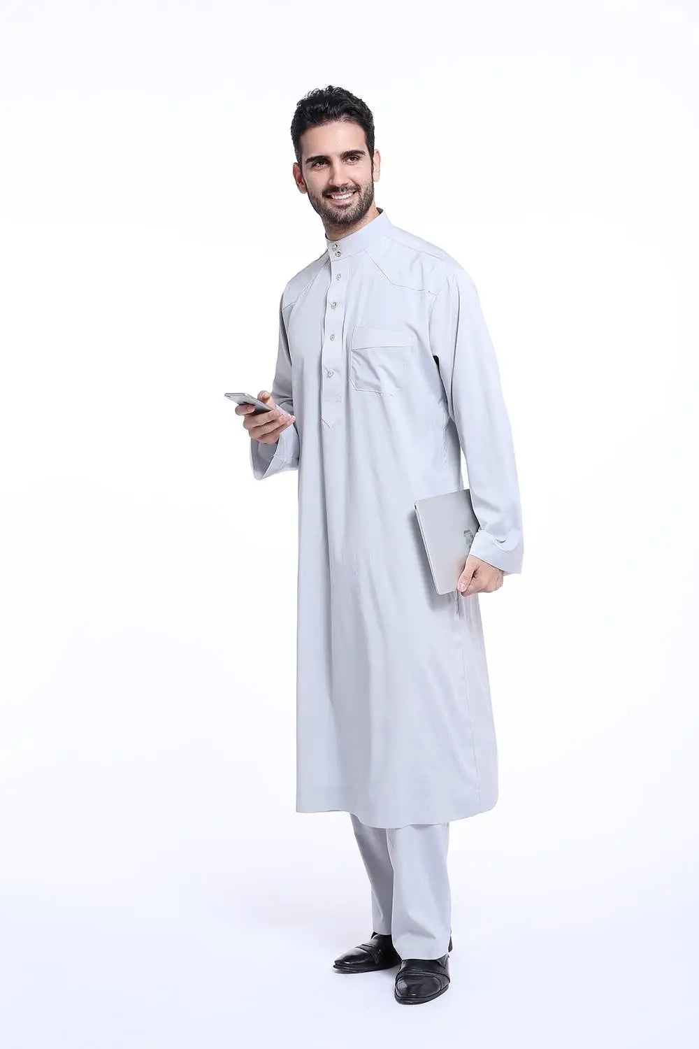 Dubai Islamic Men's Jubba Thobe 2-Piece Set