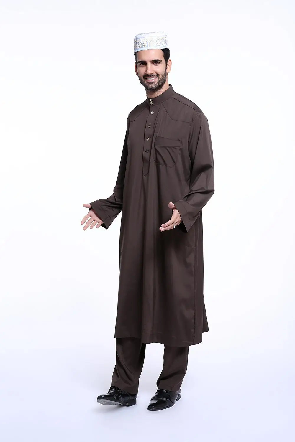 Dubai Islamic Men's Jubba Thobe 2-Piece Set