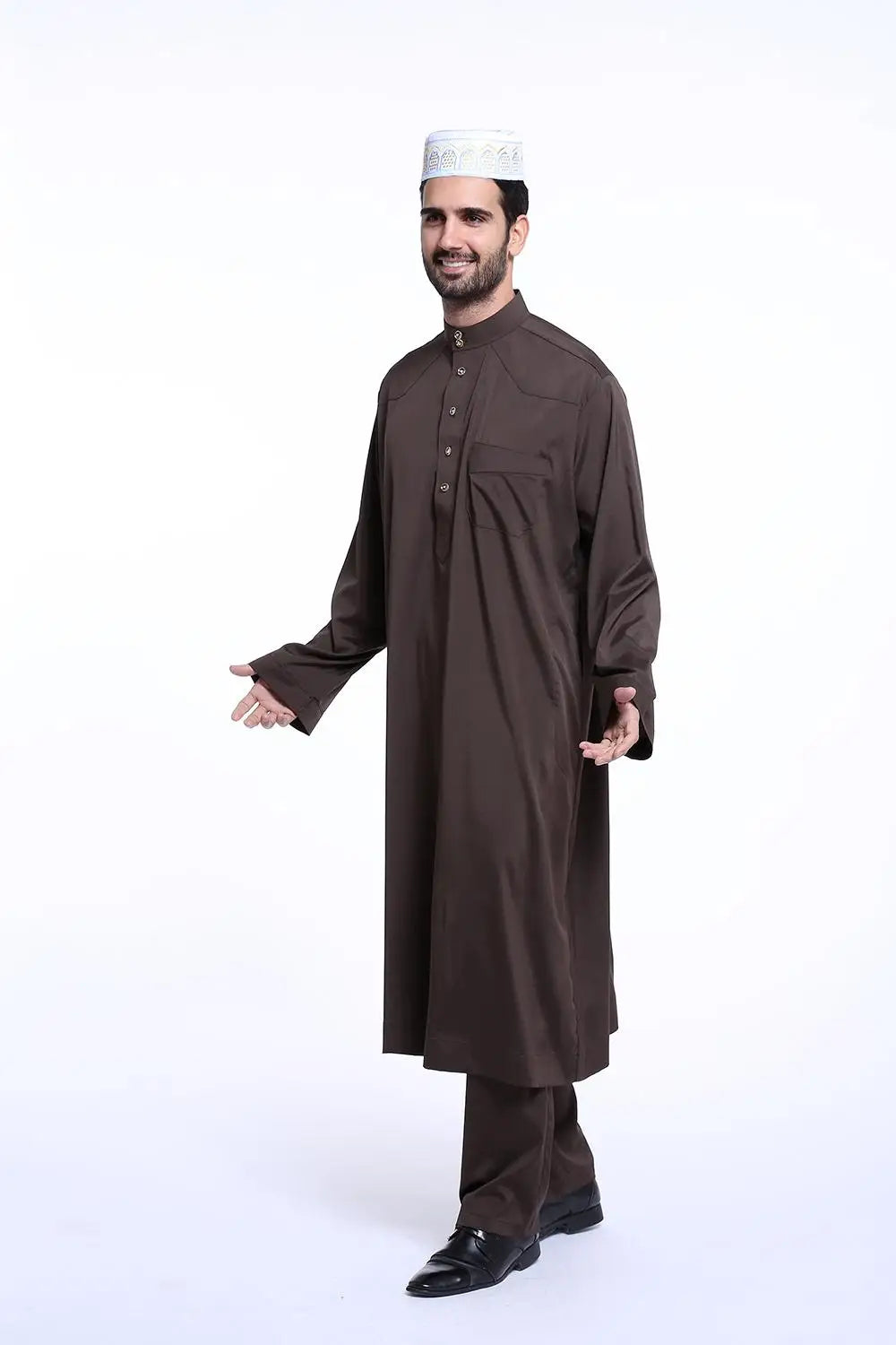 Dubai Islamic Men's Jubba Thobe 2-Piece Set