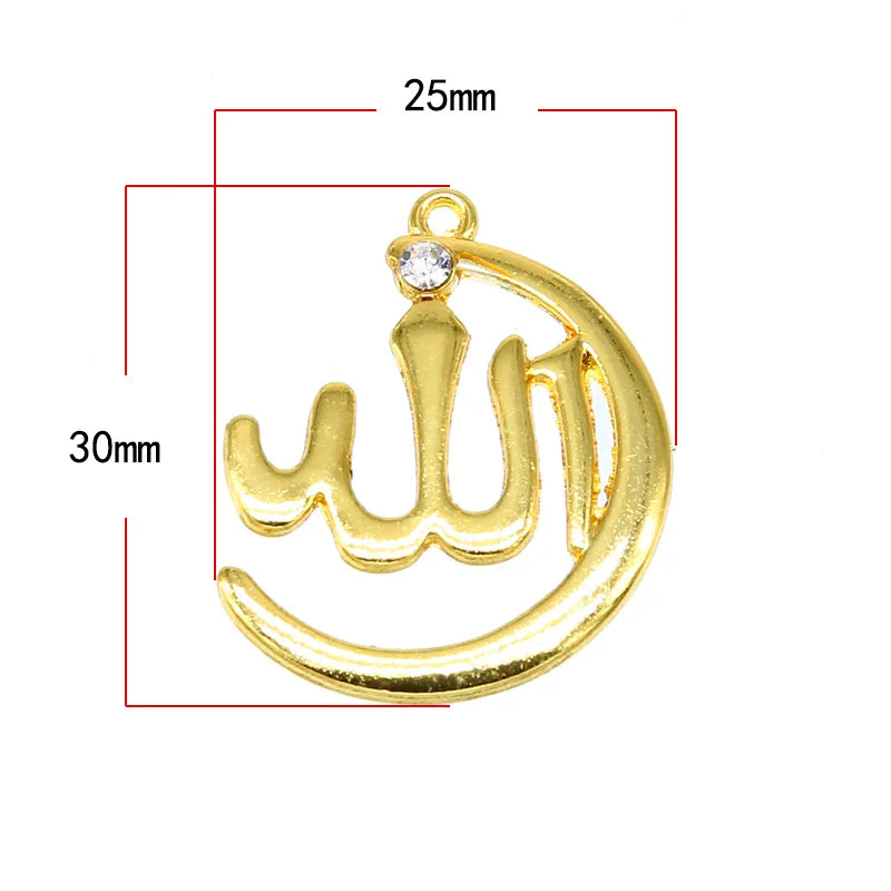 6pcs Arabian Lady Golden Muslim Islamic God Allah Charm Pendant Necklace Accessories Jewelry Ramadan DIY Gift