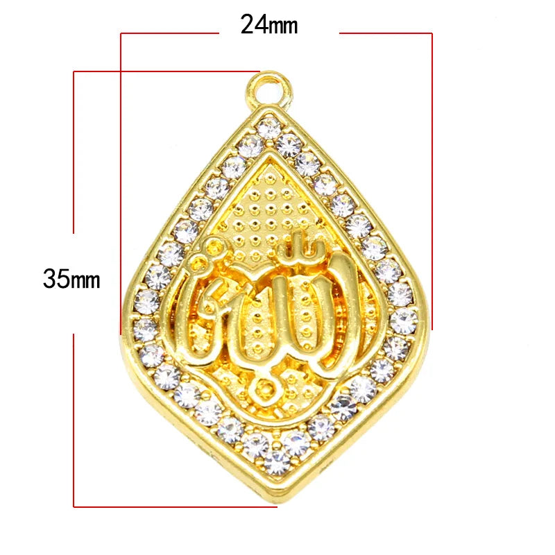 6pcs Arabian Lady Golden Muslim Islamic God Allah Charm Pendant Necklace Accessories Jewelry Ramadan DIY Gift