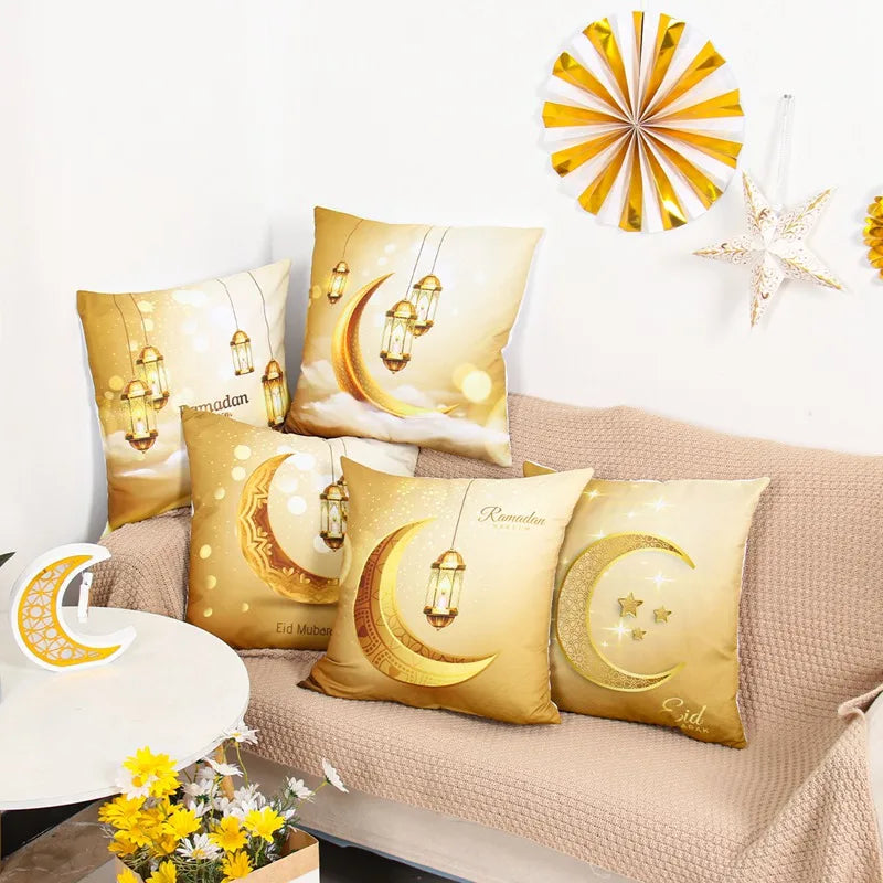 EID Mubarak Decor Cushion Cover Ramadan Decorations For Home Islamic Muslim Decor Ramadan Kareem EID Al-Fitr Ramada Pillowcase