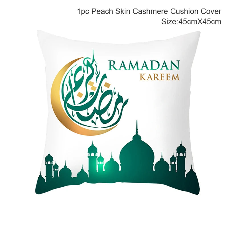 Islamic Eid Mubarak Decoration For Home Cushion Cover Ramadan Decoration 2025 Cotton Sofa Mosque Muslim Decor Pillowcase 45X45CM