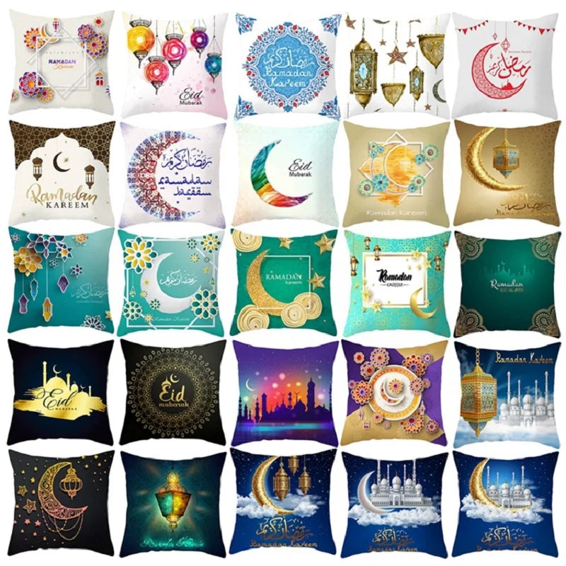 Islamic Eid Mubarak Decoration For Home Cushion Cover Ramadan Decoration 2025 Cotton Sofa Mosque Muslim Decor Pillowcase 45X45CM