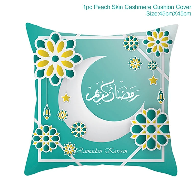 Islamic Eid Mubarak Decoration For Home Cushion Cover Ramadan Decoration 2025 Cotton Sofa Mosque Muslim Decor Pillowcase 45X45CM