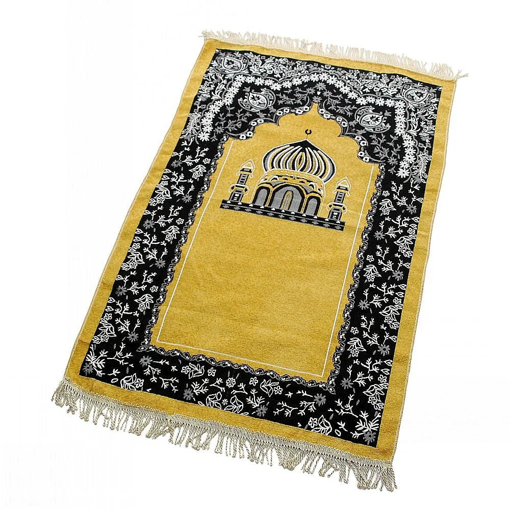 Soft Islamic Prayer Mat with Tassel Decor for Home & Eid