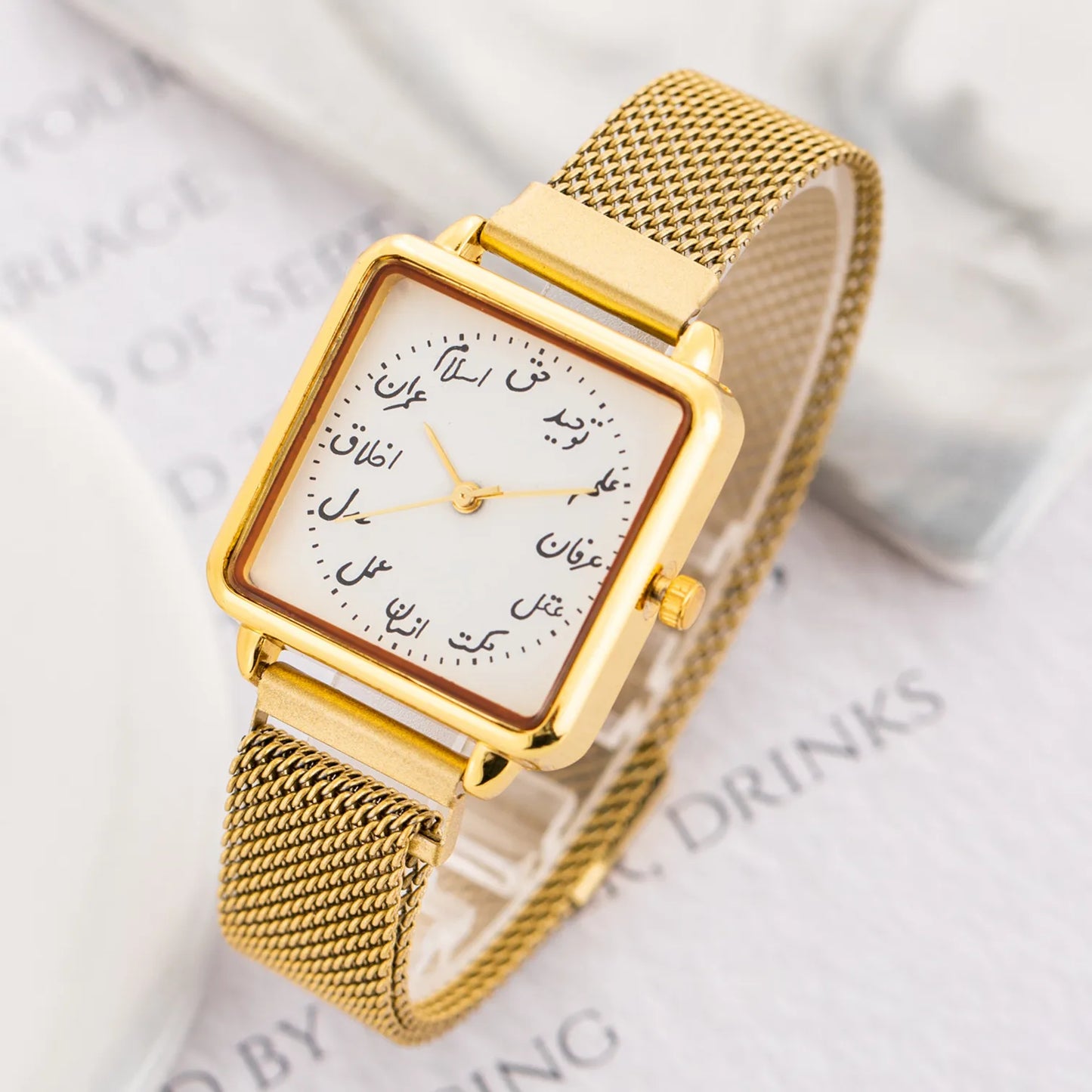 Luxury Fashion Women Watches Metal Mesh Belt Quartz Wristwatch Ladies Bracelet Arabic Numeral Dial Simple Clock relogio feminino