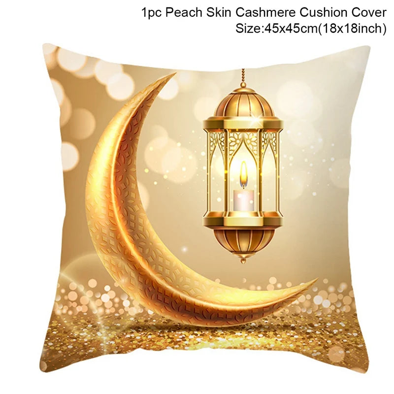 EID Mubarak Decor Cushion Cover Ramadan Decorations For Home Islamic Muslim Decor Ramadan Kareem EID Al-Fitr Ramada Pillowcase