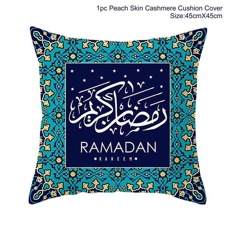 Islamic Eid Mubarak Decoration For Home Cushion Cover Ramadan Decoration 2025 Cotton Sofa Mosque Muslim Decor Pillowcase 45X45CM