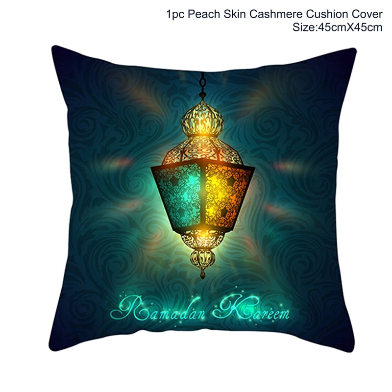 Islamic Eid Mubarak Decoration For Home Cushion Cover Ramadan Decoration 2025 Cotton Sofa Mosque Muslim Decor Pillowcase 45X45CM