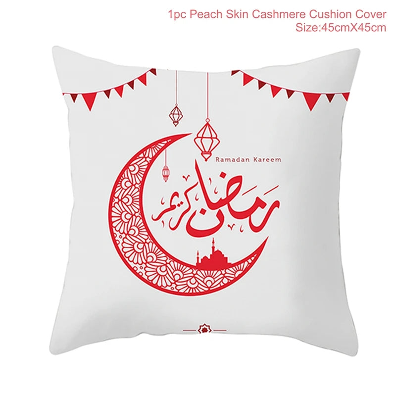 Islamic Eid Mubarak Decoration For Home Cushion Cover Ramadan Decoration 2025 Cotton Sofa Mosque Muslim Decor Pillowcase 45X45CM