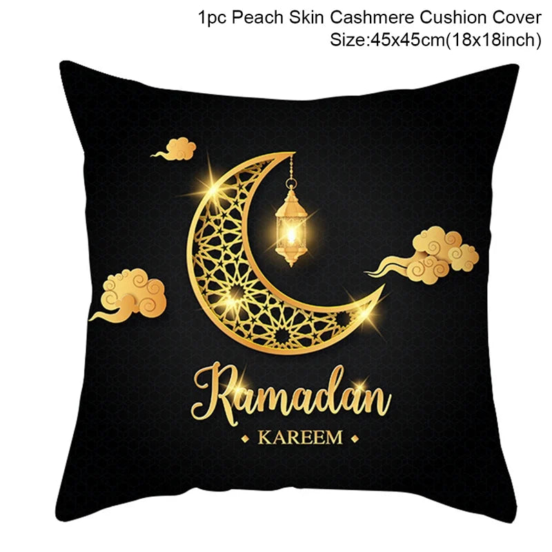 EID Mubarak Decor Cushion Cover Ramadan Decorations For Home Islamic Muslim Decor Ramadan Kareem EID Al-Fitr Ramada Pillowcase