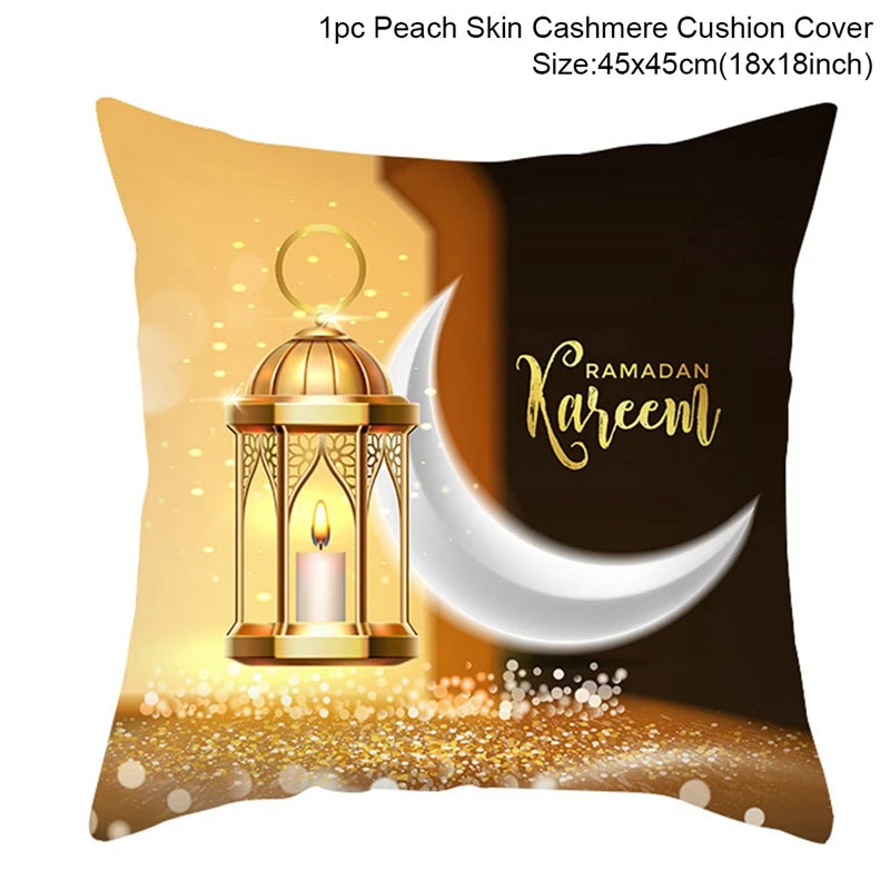 EID Mubarak Decor Cushion Cover Ramadan Decorations For Home Islamic Muslim Decor Ramadan Kareem EID Al-Fitr Ramada Pillowcase