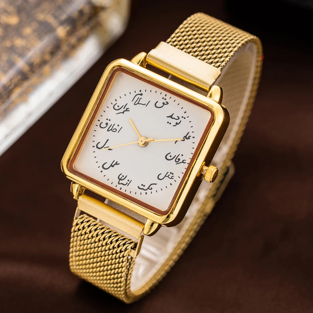 Luxury Fashion Women Watches Metal Mesh Belt Quartz Wristwatch Ladies Bracelet Arabic Numeral Dial Simple Clock relogio feminino