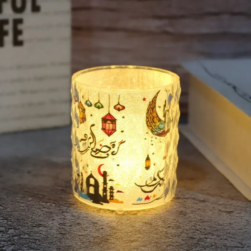 1pcs Eid Mubarak Led Candle Lantern Ramadan Kareem Decoration for Home Islamic Muslim Festival Party Favor Eid Al-Fitr Lantern